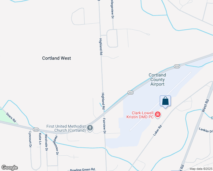 map of restaurants, bars, coffee shops, grocery stores, and more near 3864 Highland Rd in Cortland