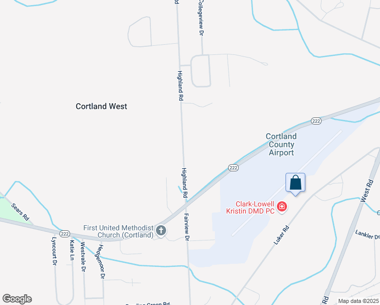 map of restaurants, bars, coffee shops, grocery stores, and more near 3882 Highland Road in Cortland