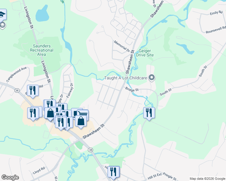 map of restaurants, bars, coffee shops, grocery stores, and more near 784 Shawsheen Street in Tewksbury