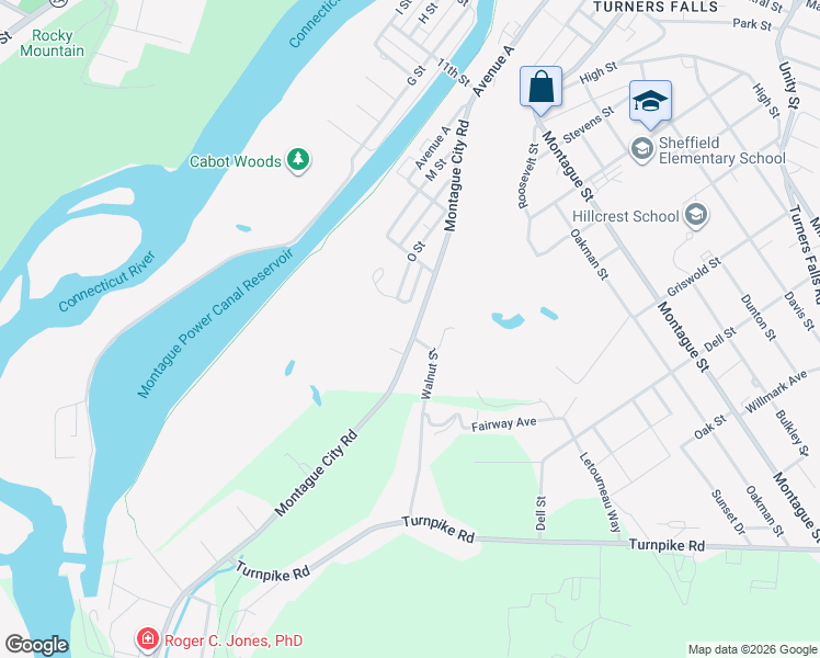 map of restaurants, bars, coffee shops, grocery stores, and more near 142 Montague City Road in Montague