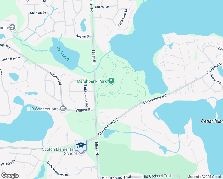 map of restaurants, bars, coffee shops, grocery stores, and more near 2805 Hiller Road in West Bloomfield Township