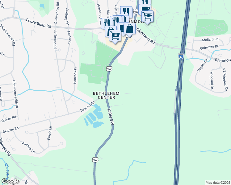 map of restaurants, bars, coffee shops, grocery stores, and more near 16 Asprion Road in Glenmont
