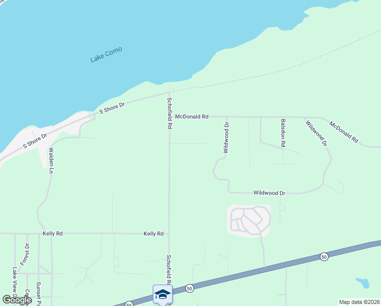 map of restaurants, bars, coffee shops, grocery stores, and more near N2854 Schofield Road in Lake Geneva