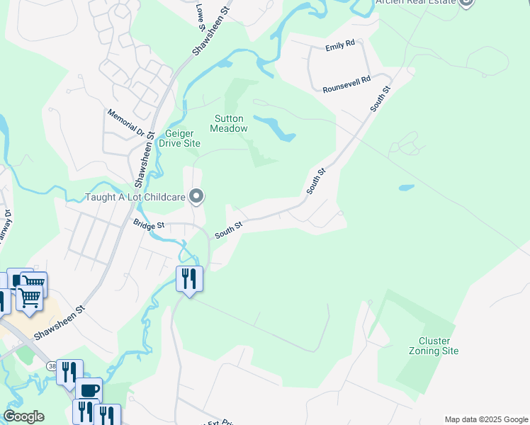 map of restaurants, bars, coffee shops, grocery stores, and more near 922 South Street in Tewksbury
