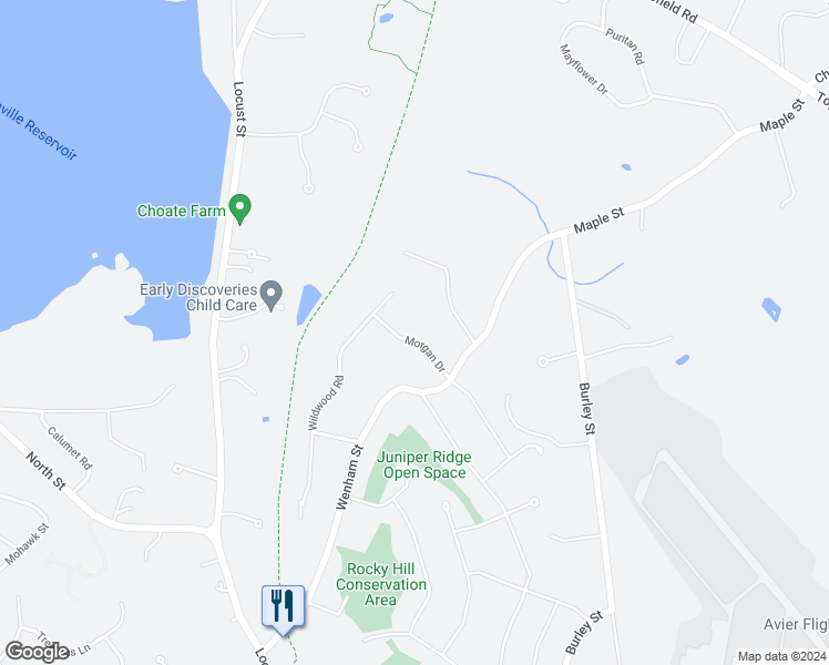 map of restaurants, bars, coffee shops, grocery stores, and more near 13 Morgan Drive in Danvers