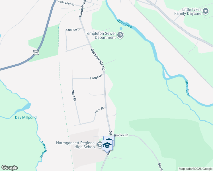 map of restaurants, bars, coffee shops, grocery stores, and more near 569 Baldwinville Road in Templeton