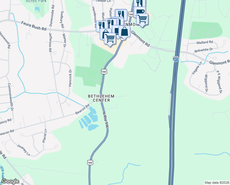 map of restaurants, bars, coffee shops, grocery stores, and more near 16 Asprion Road in Glenmont