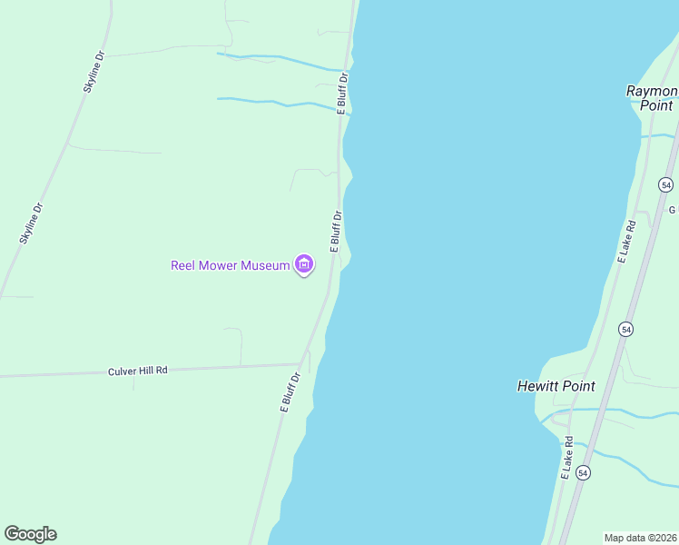 map of restaurants, bars, coffee shops, grocery stores, and more near 544 East Bluff Drive in Penn Yan