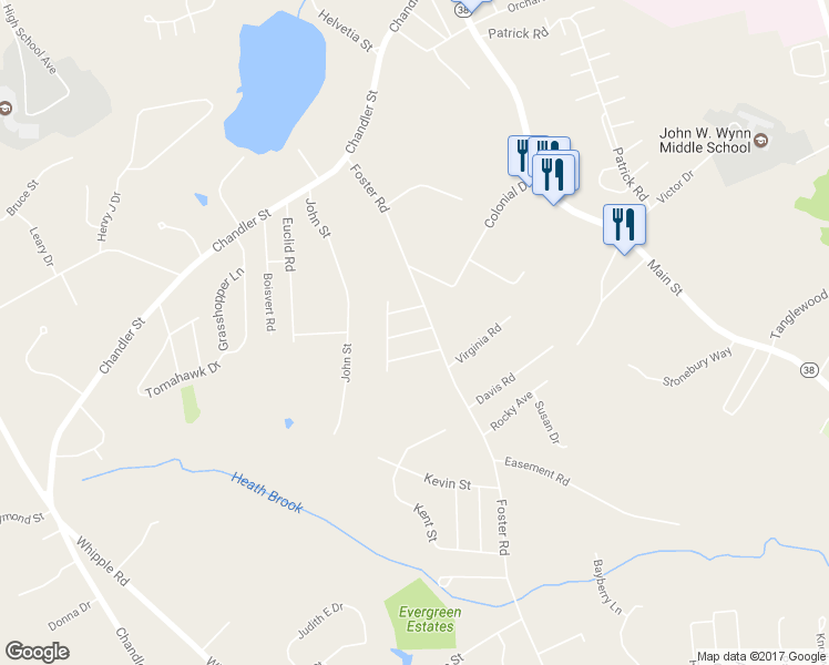 map of restaurants, bars, coffee shops, grocery stores, and more near 8 Linwood Avenue in Tewksbury