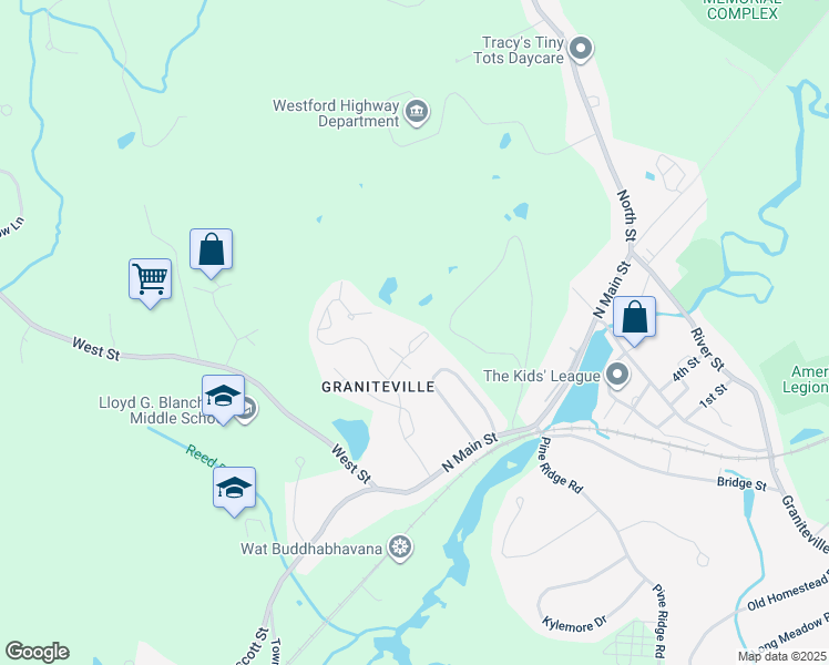 map of restaurants, bars, coffee shops, grocery stores, and more near 28 Navajo Terrace in Westford