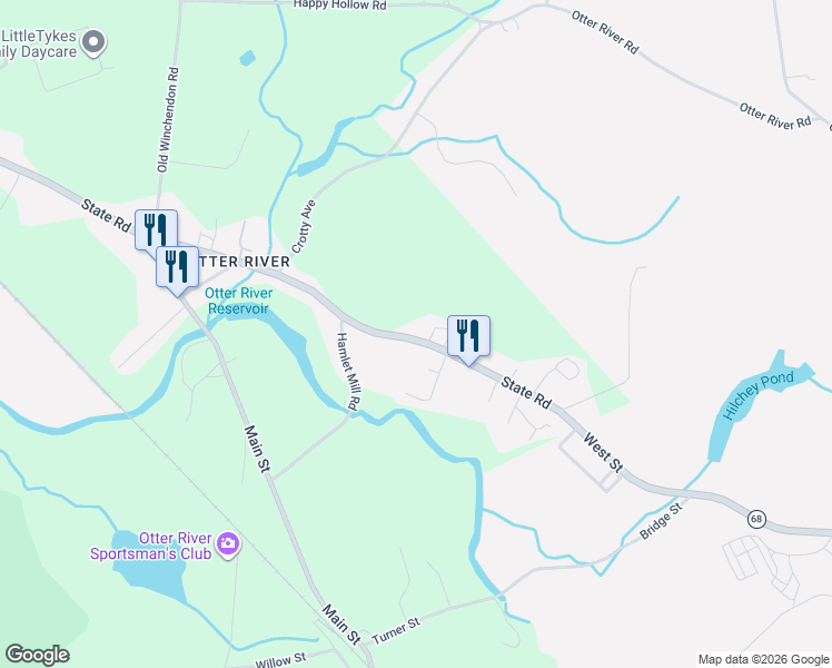 map of restaurants, bars, coffee shops, grocery stores, and more near 335 South Road in Templeton