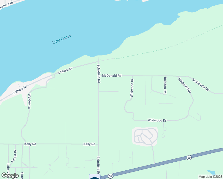 map of restaurants, bars, coffee shops, grocery stores, and more near N2854 Schofield Road in Lake Geneva