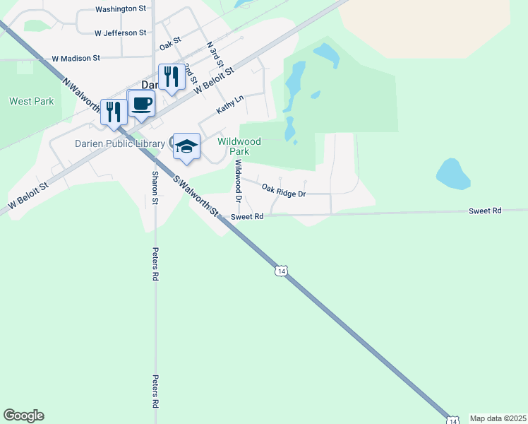 map of restaurants, bars, coffee shops, grocery stores, and more near 344 Park View Court in Darien
