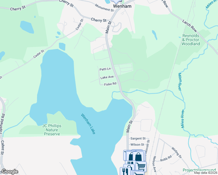 map of restaurants, bars, coffee shops, grocery stores, and more near 11 Fiske Rd in Wenham