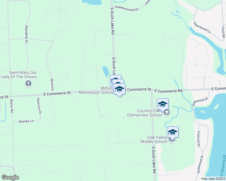 map of restaurants, bars, coffee shops, grocery stores, and more near 2680 East Commerce Street in Milford Charter Township