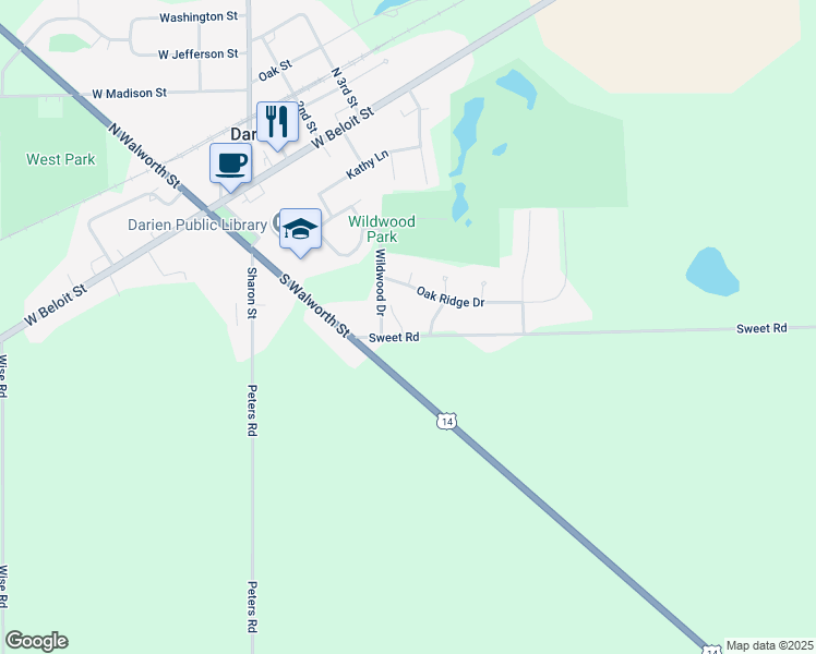 map of restaurants, bars, coffee shops, grocery stores, and more near 344 Park View Court in Darien