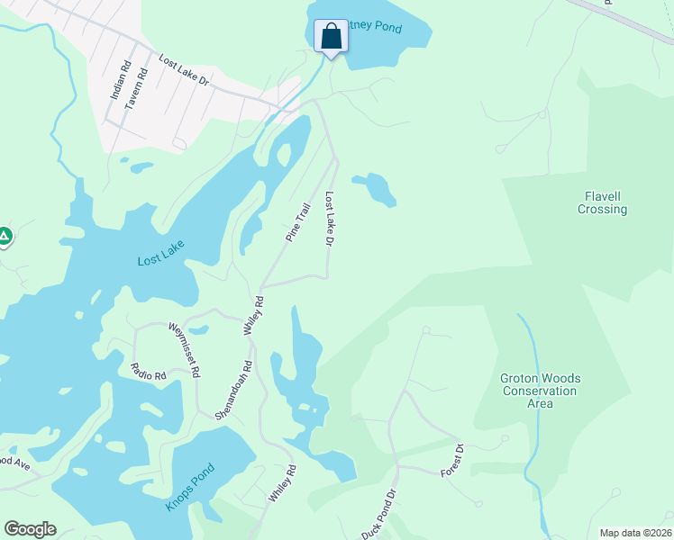 map of restaurants, bars, coffee shops, grocery stores, and more near 437 Lost Lake Drive in Groton