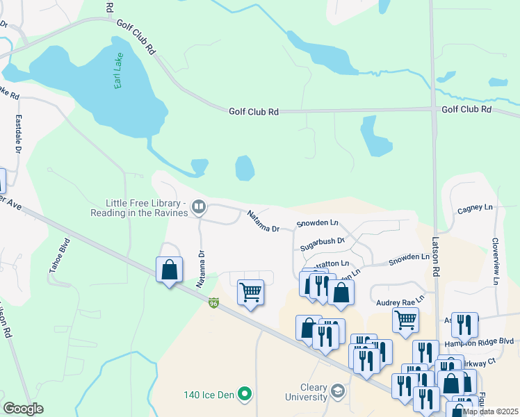 map of restaurants, bars, coffee shops, grocery stores, and more near 3405 Marshview Court in Howell