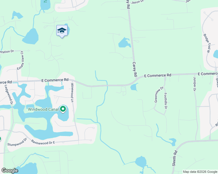 map of restaurants, bars, coffee shops, grocery stores, and more near 2455 East Commerce Road in Commerce Charter Township