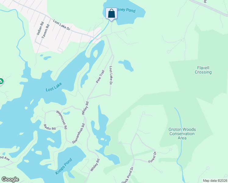 map of restaurants, bars, coffee shops, grocery stores, and more near 437 Lost Lake Drive in Groton