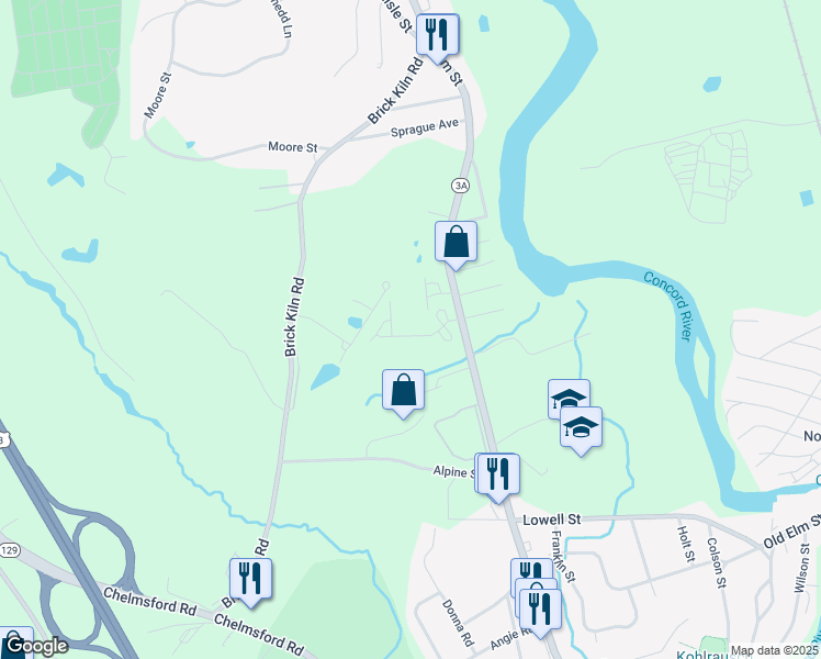 map of restaurants, bars, coffee shops, grocery stores, and more near 41 Boston Road in Billerica