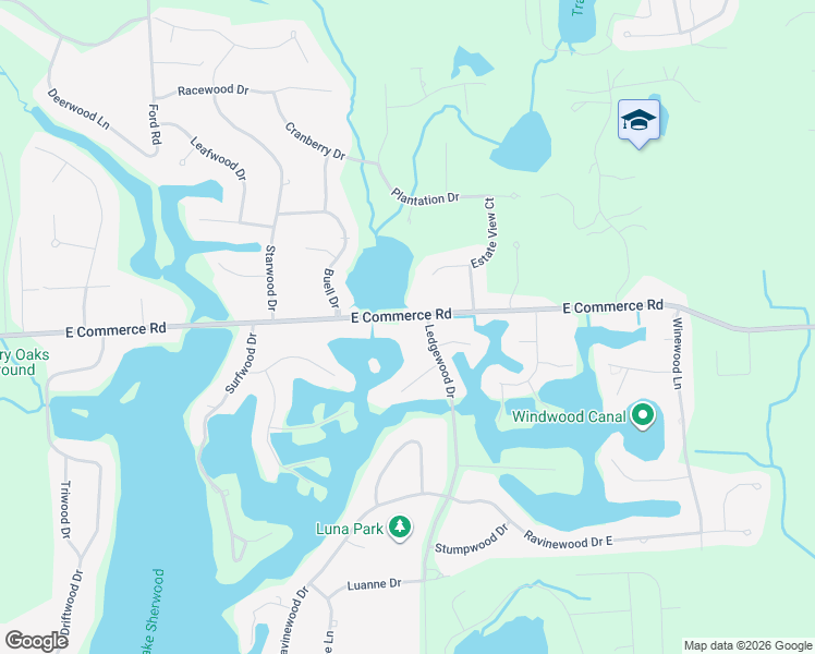 map of restaurants, bars, coffee shops, grocery stores, and more near 3389 East Commerce Road in Commerce Charter Township