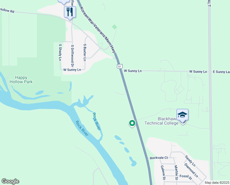 map of restaurants, bars, coffee shops, grocery stores, and more near 5734 U.S. 51 in Janesville