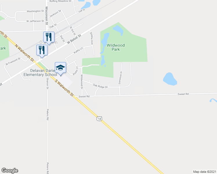 map of restaurants, bars, coffee shops, grocery stores, and more near 442 Oak Ridge Drive in Darien