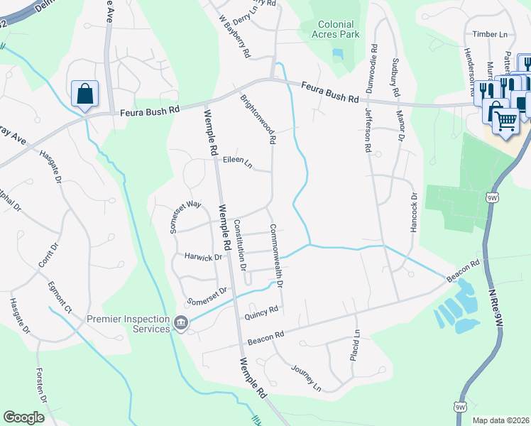 map of restaurants, bars, coffee shops, grocery stores, and more near 86 Brightonwood Road in Glenmont
