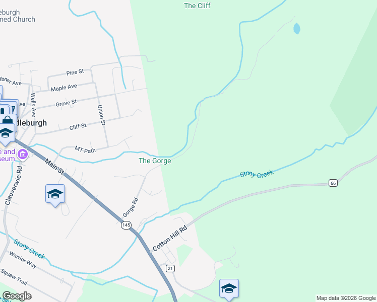 map of restaurants, bars, coffee shops, grocery stores, and more near 186 Gorge Road in Middleburgh