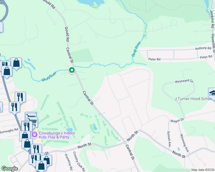 map of restaurants, bars, coffee shops, grocery stores, and more near 23 Hillview Road in North Reading
