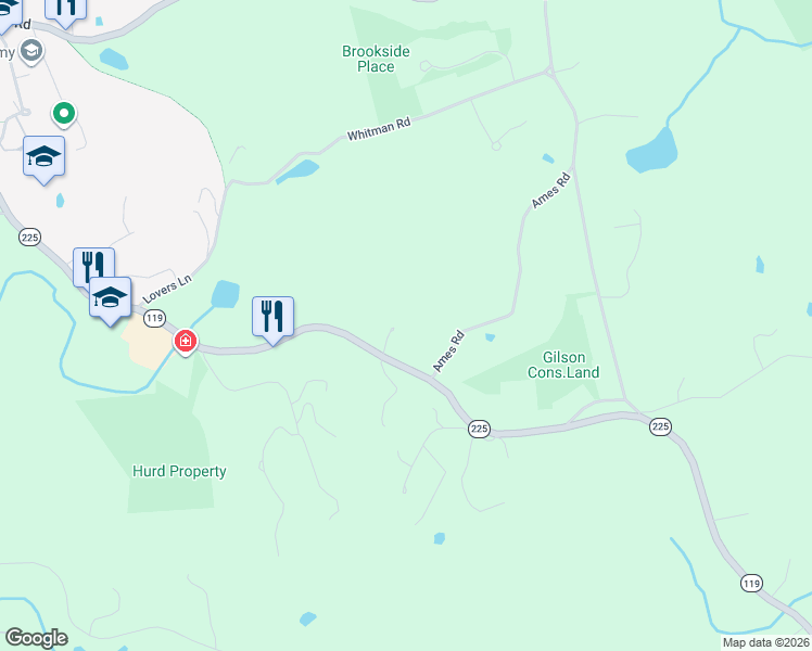 map of restaurants, bars, coffee shops, grocery stores, and more near 227 Boston Road in Groton
