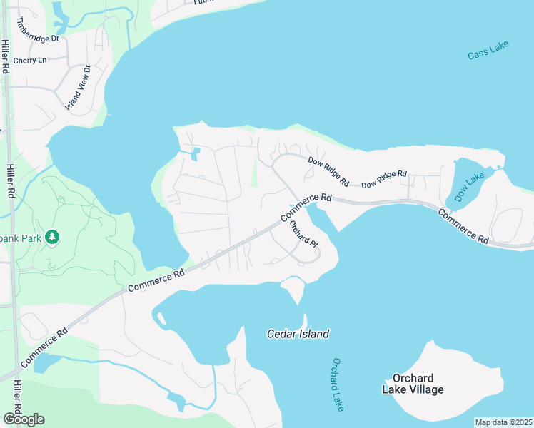 map of restaurants, bars, coffee shops, grocery stores, and more near 4864 Dow Ridge Road in Orchard Lake Village