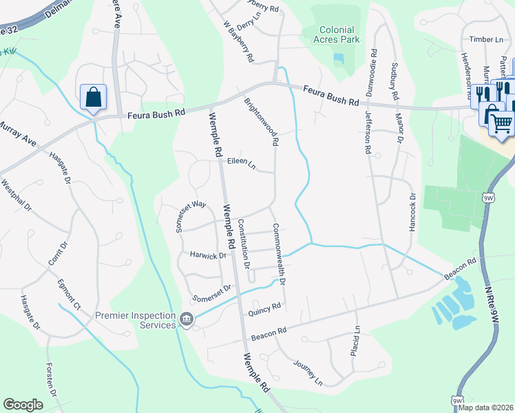 map of restaurants, bars, coffee shops, grocery stores, and more near 86 Brightonwood Road in Glenmont