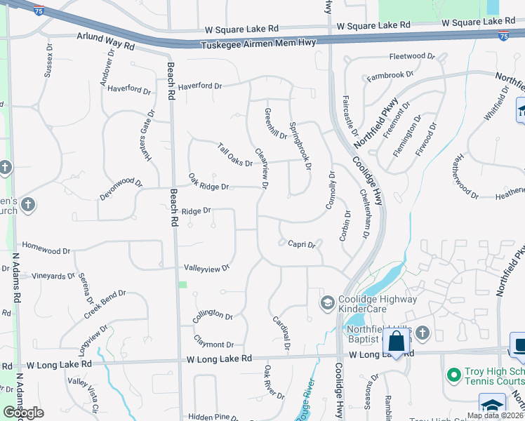 map of restaurants, bars, coffee shops, grocery stores, and more near 2218 Connolly Drive in Troy