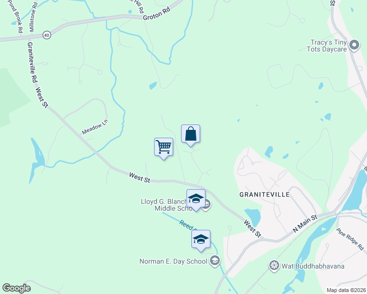 map of restaurants, bars, coffee shops, grocery stores, and more near 11 Carver Circle in Westford