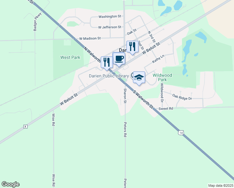 map of restaurants, bars, coffee shops, grocery stores, and more near 128 Sharon St in Darien