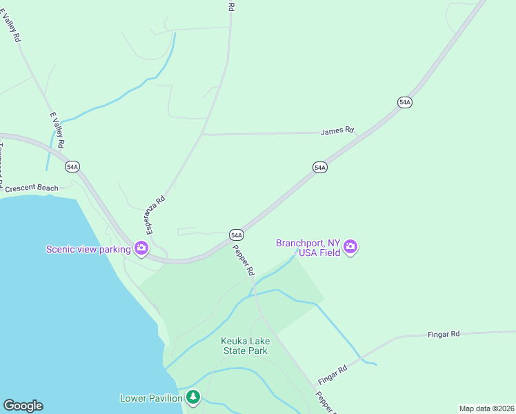 map of restaurants, bars, coffee shops, grocery stores, and more near 3376 New York 54A in Keuka Park