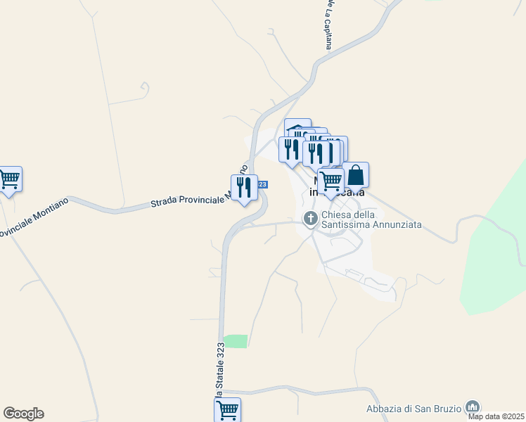 map of restaurants, bars, coffee shops, grocery stores, and more near 66 Via XXIV Maggio in Provincia di Grosseto