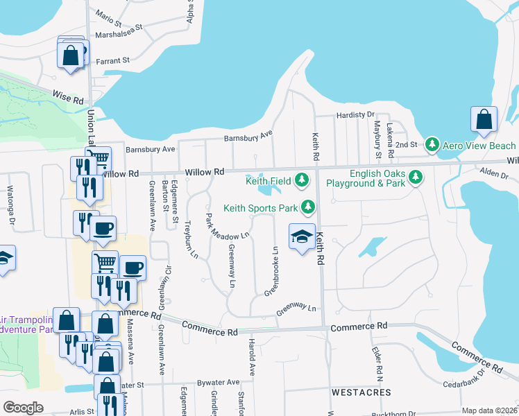 map of restaurants, bars, coffee shops, grocery stores, and more near 2891 Greenbrooke Lane in West Bloomfield Township