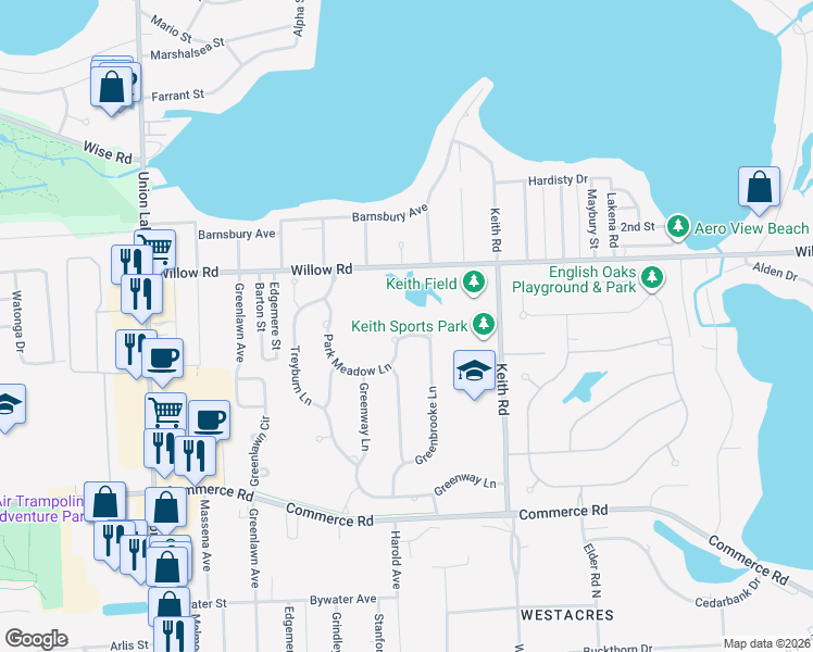 map of restaurants, bars, coffee shops, grocery stores, and more near 2891 Greenbrooke Lane in Oakland County