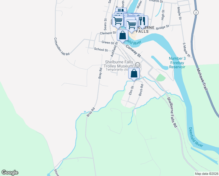 map of restaurants, bars, coffee shops, grocery stores, and more near 13 Bray Road in Buckland