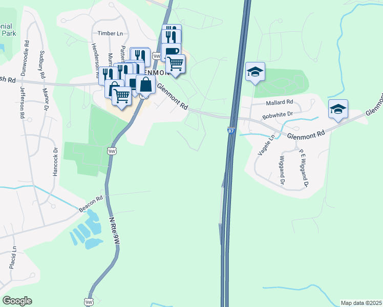 map of restaurants, bars, coffee shops, grocery stores, and more near 7 Thomas Cole Drive in Glenmont