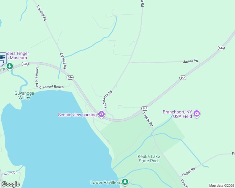 map of restaurants, bars, coffee shops, grocery stores, and more near 3419 Esperanza Road in Keuka Park