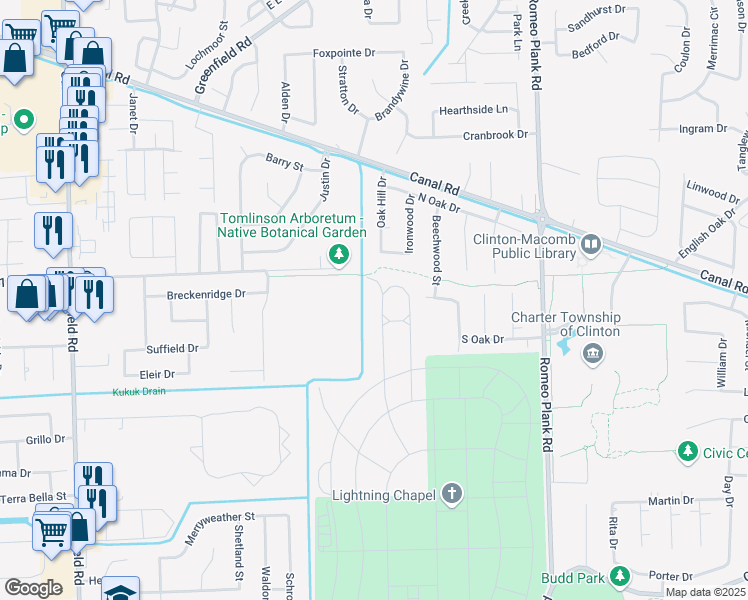 map of restaurants, bars, coffee shops, grocery stores, and more near in Macomb County