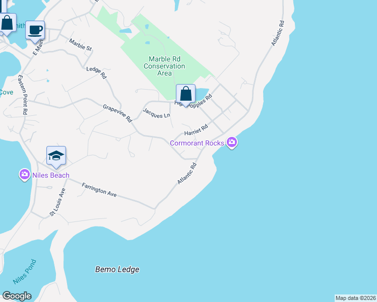 map of restaurants, bars, coffee shops, grocery stores, and more near 7 Harriett Road in Gloucester