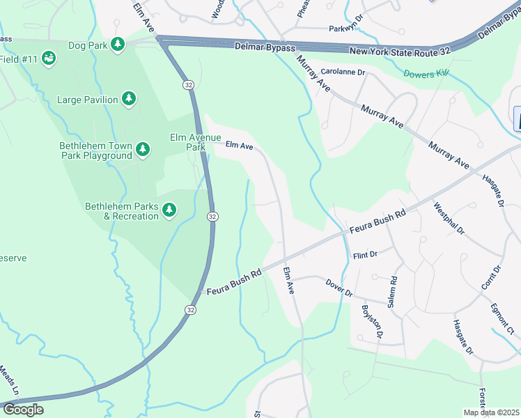 map of restaurants, bars, coffee shops, grocery stores, and more near 11 Walimary Drive in Delmar