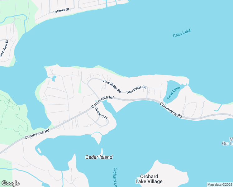 map of restaurants, bars, coffee shops, grocery stores, and more near 4635 Dow Ridge Road in Orchard Lake Village