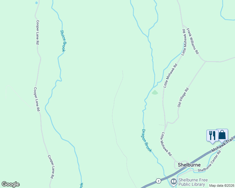 map of restaurants, bars, coffee shops, grocery stores, and more near 180 Mercy Anderson Road in Shelburne