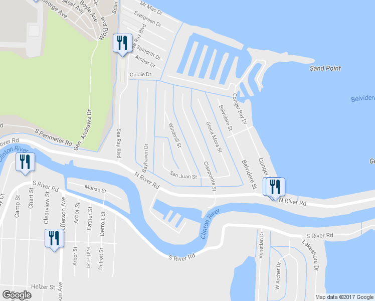 map of restaurants, bars, coffee shops, grocery stores, and more near 41348 Windmill St in Harrison Township